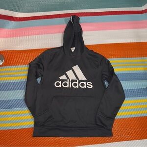 Adidas Black Gray Hoodie Sweatshirt Kids Boys Size Large 14/16